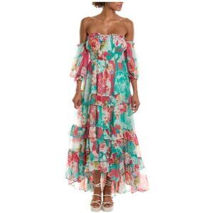 Rococo Sand $565 Floral Off-Shoulder Maxi Dress Medium NWT